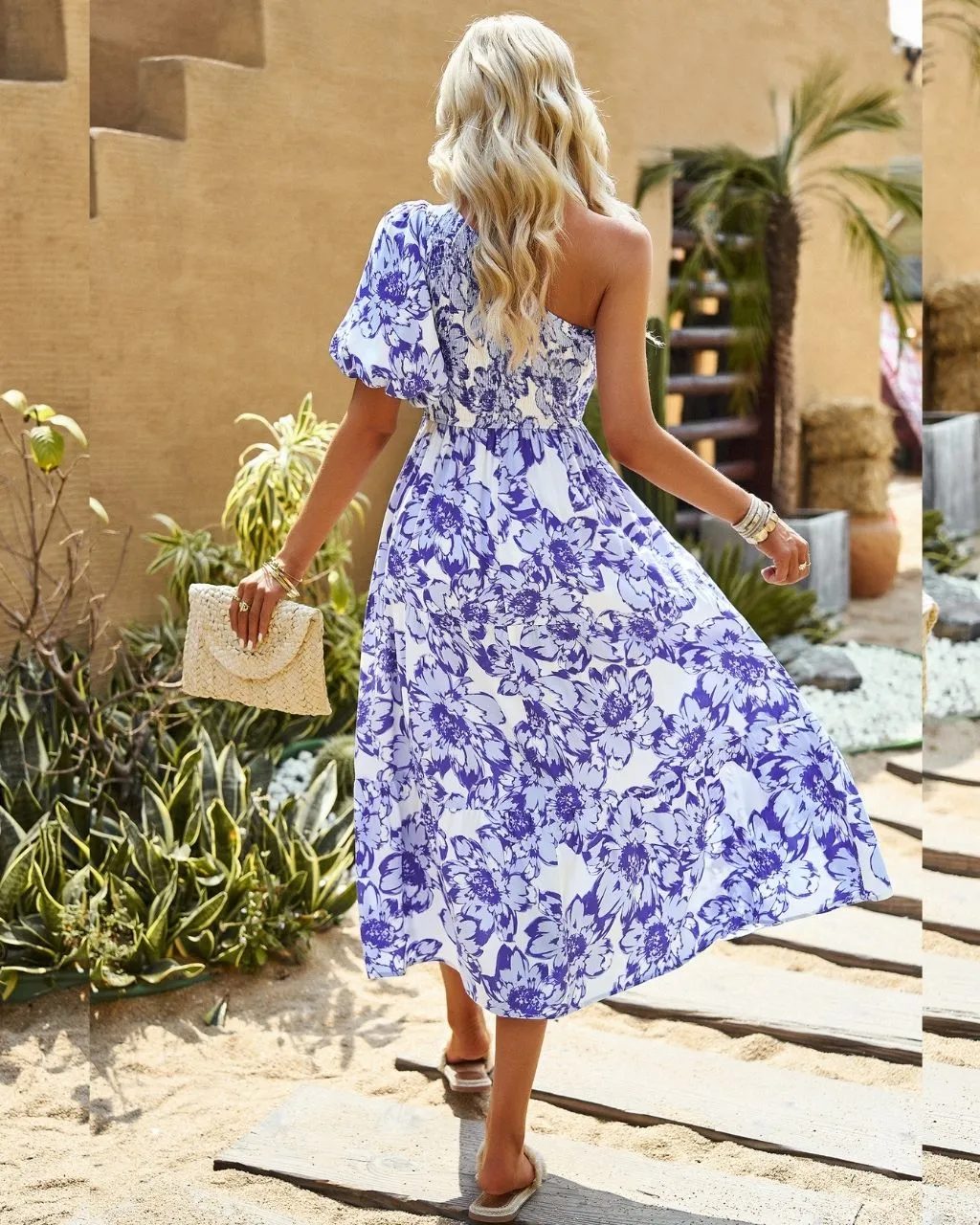 Taylor One Shoulder Midi Dress - Floral - LAST ONE