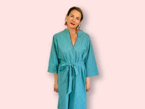 Teal and Red Staghorn Midi Dress