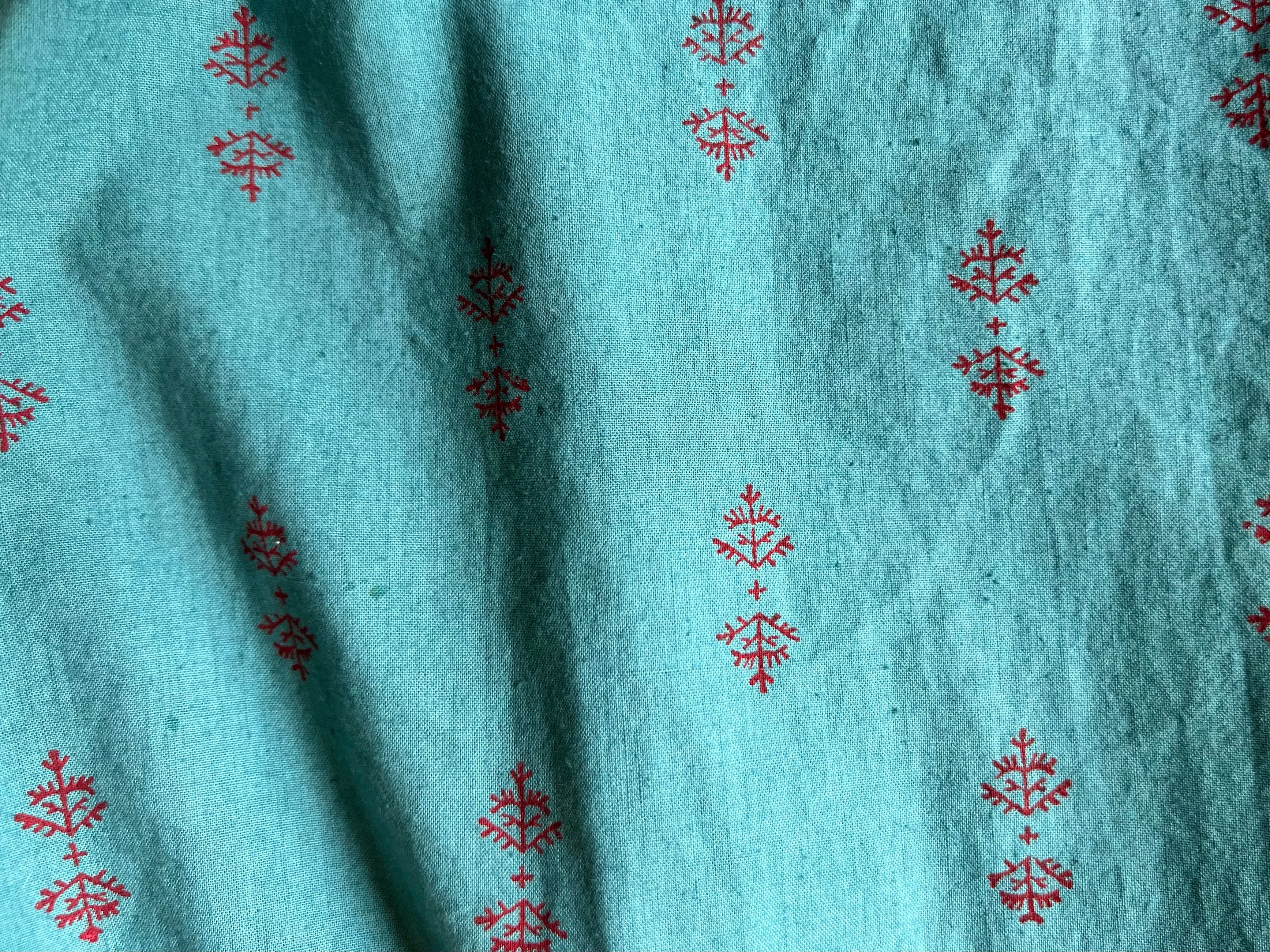 Teal and Red Staghorn Midi Dress