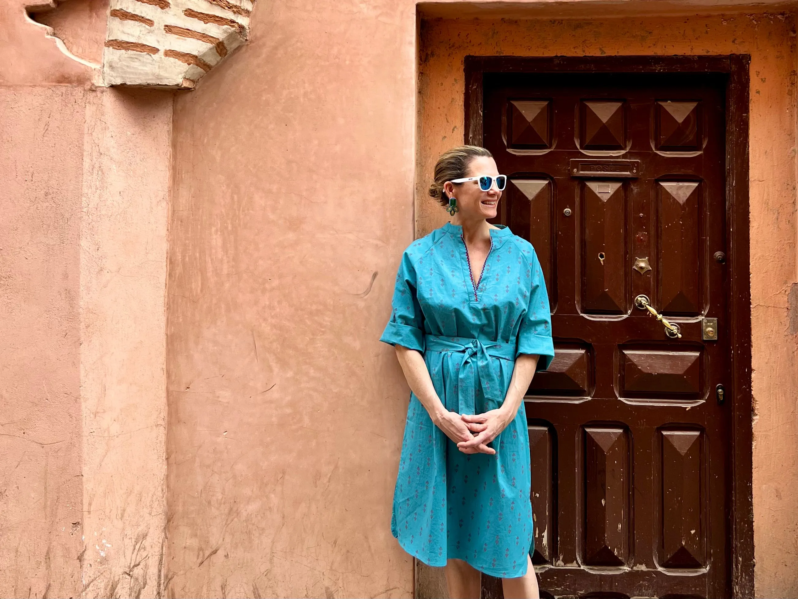Teal and Red Staghorn Midi Dress