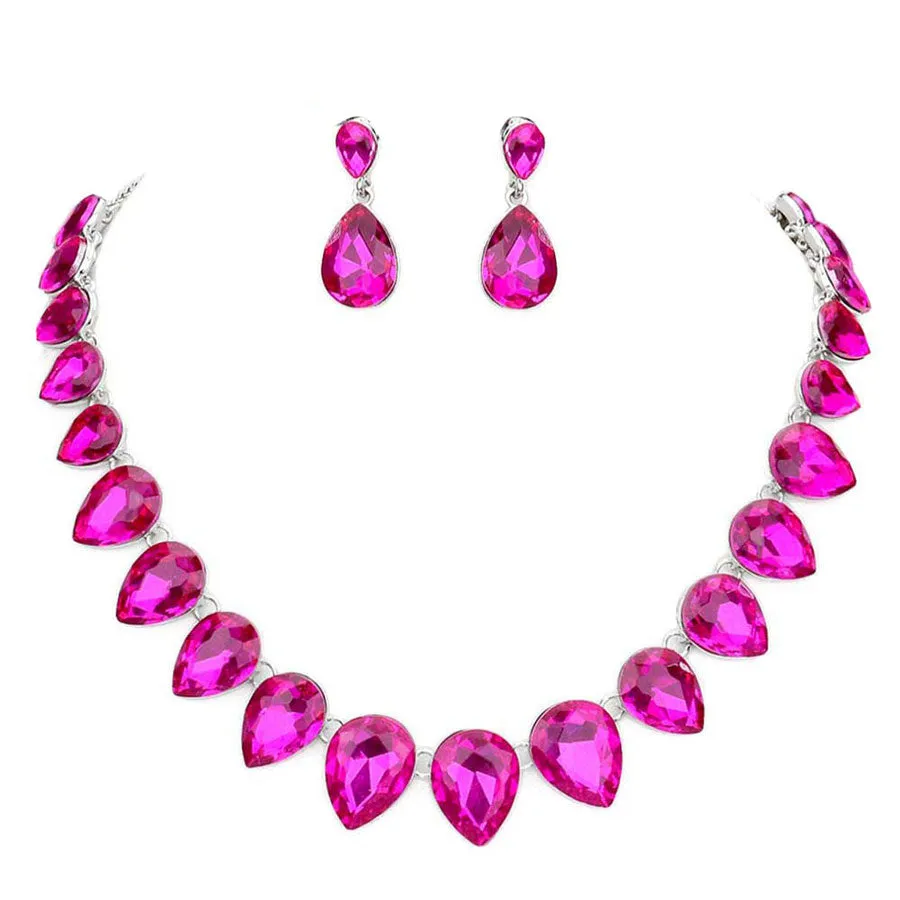 Teardrop Stone Link Evening Necklace by Madeline Love