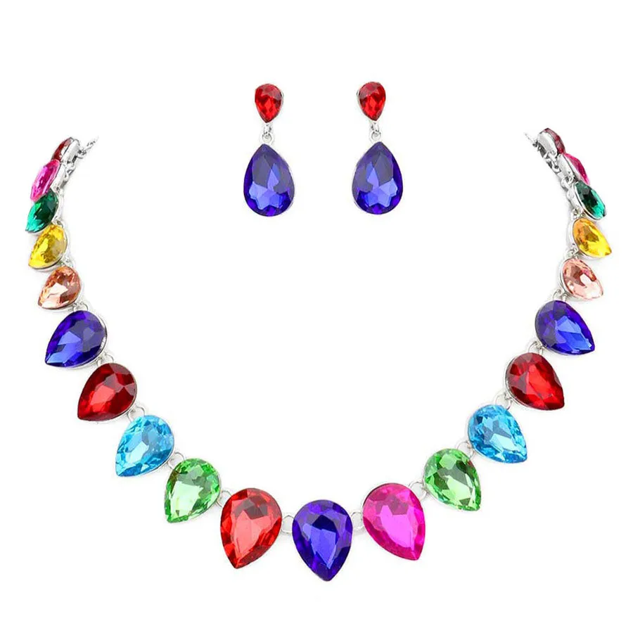 Teardrop Stone Link Evening Necklace by Madeline Love