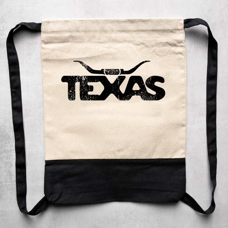 Texas Longhorn Canvas Drawstring Bag