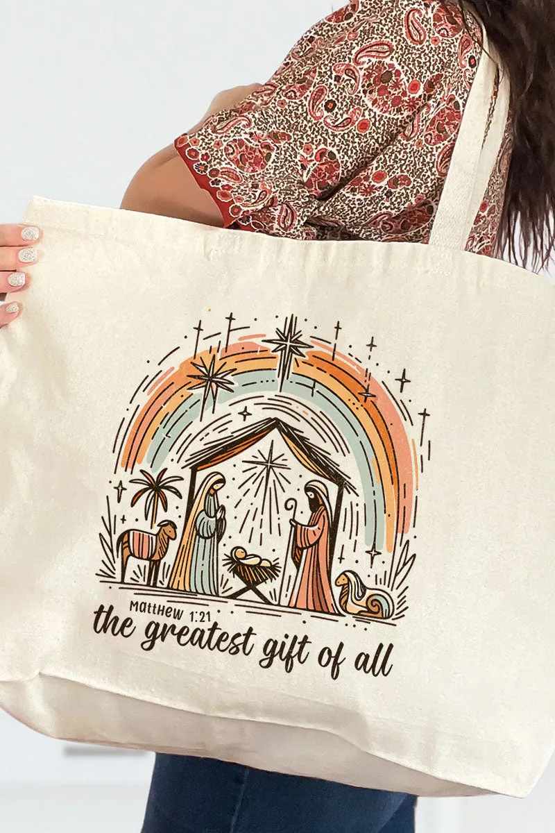 The Greatest Gift Of All Canvas Jumbo Tote