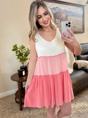 Tiered Sundress In Blush Multi