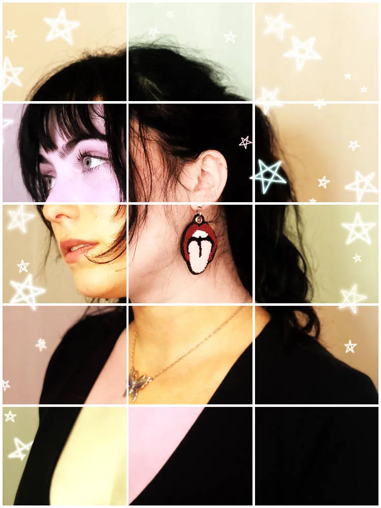 Tongue Embroidered Earrings