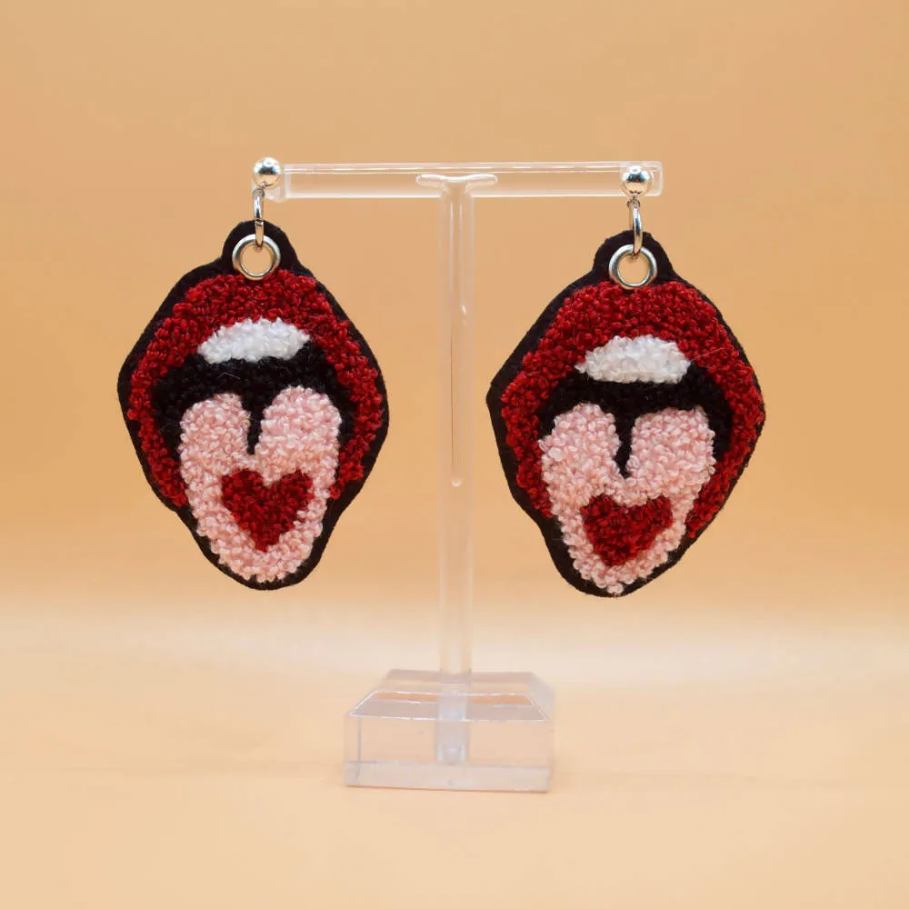 Tongue Embroidered Earrings