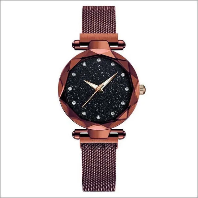 Top Brand Star Watch For Women Rose Gold Mesh Magnet Starry Sky Quartz Wristwatch Gradient Ladies Wrist Watches relogio feminino