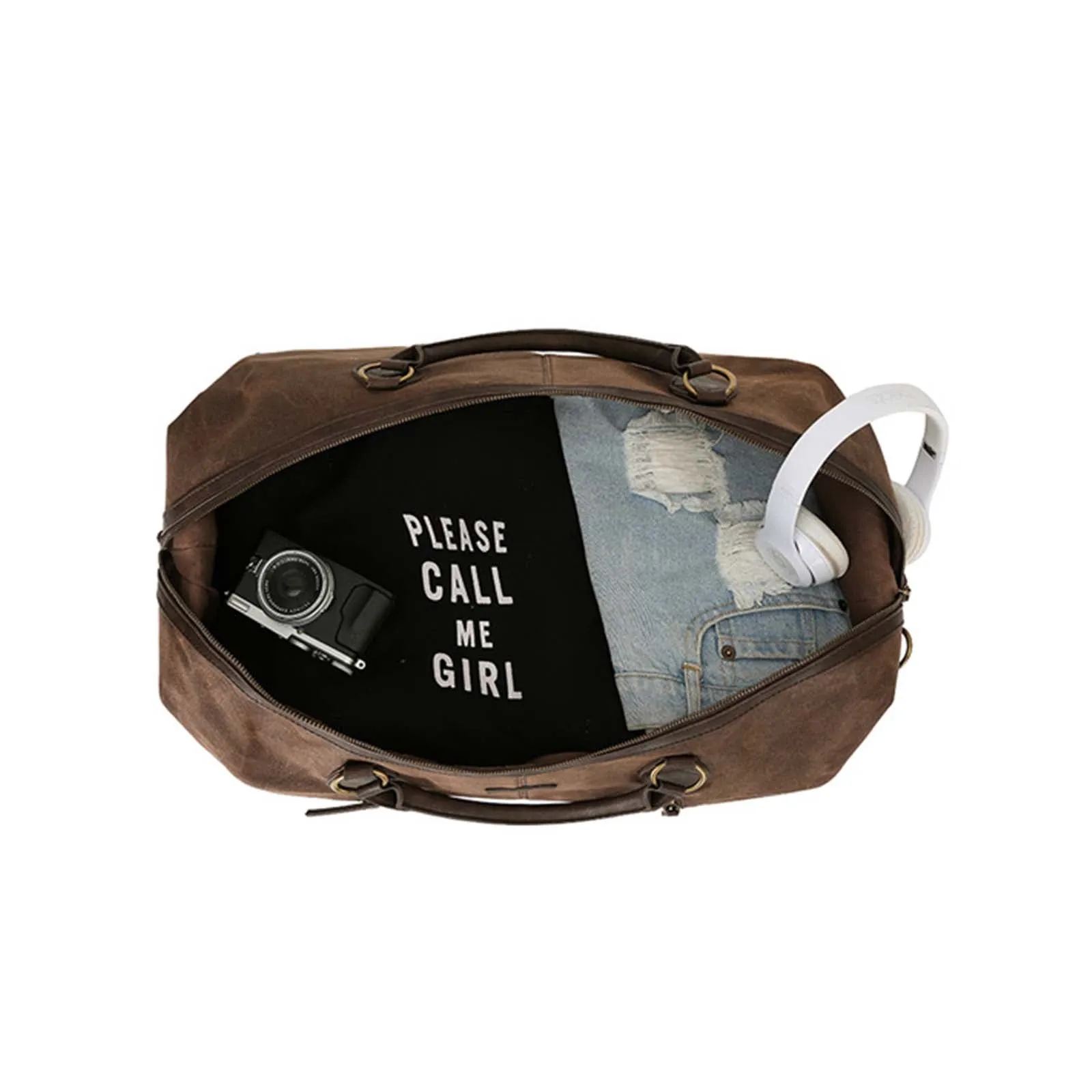Tosca Waxed Canvas Duffel Bag Brown