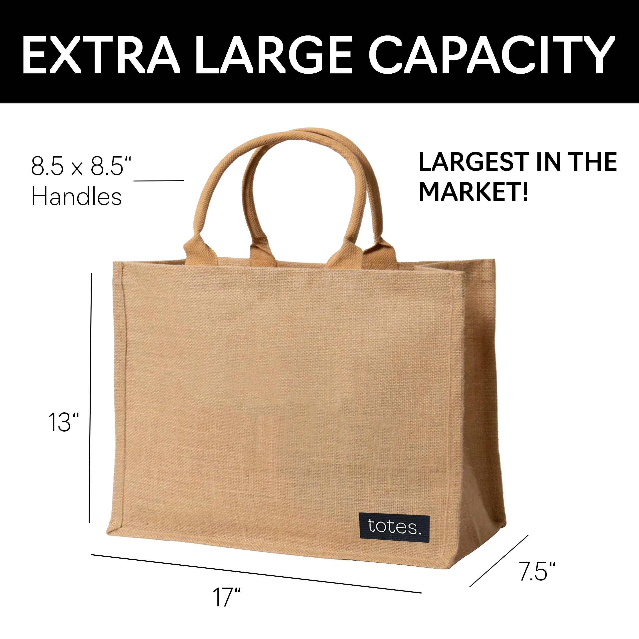 totes. Extra Large Burlap Bag with Handles 5 Pack
