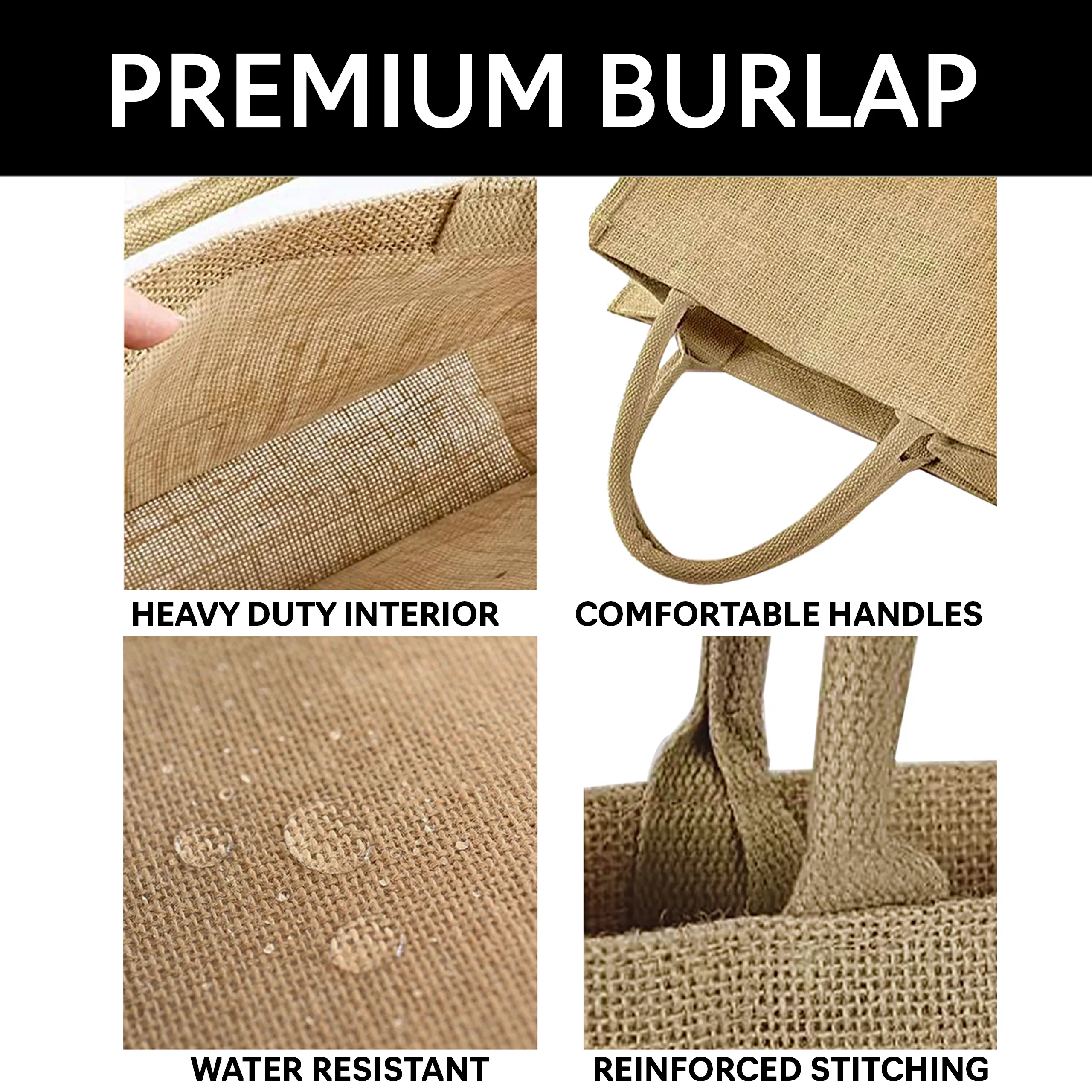 totes. Extra Large Burlap Bag with Handles 5 Pack