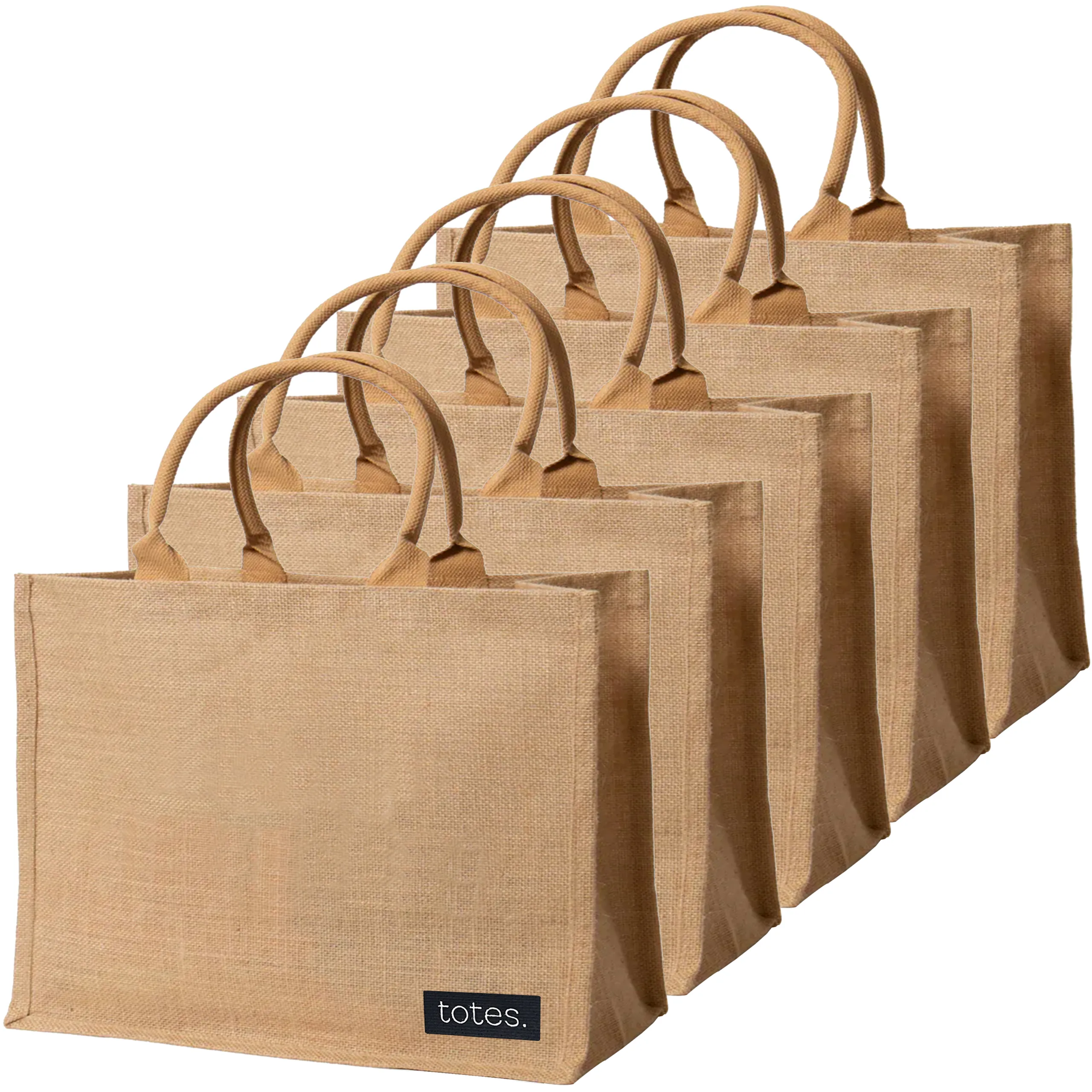 totes. Extra Large Burlap Bag with Handles 5 Pack
