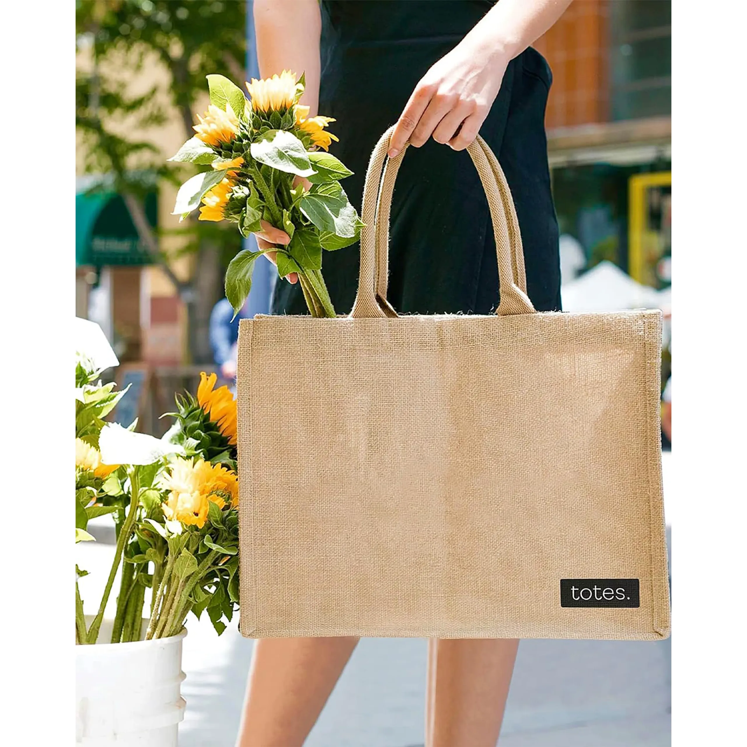 totes. Extra Large Burlap Bag with Handles 5 Pack