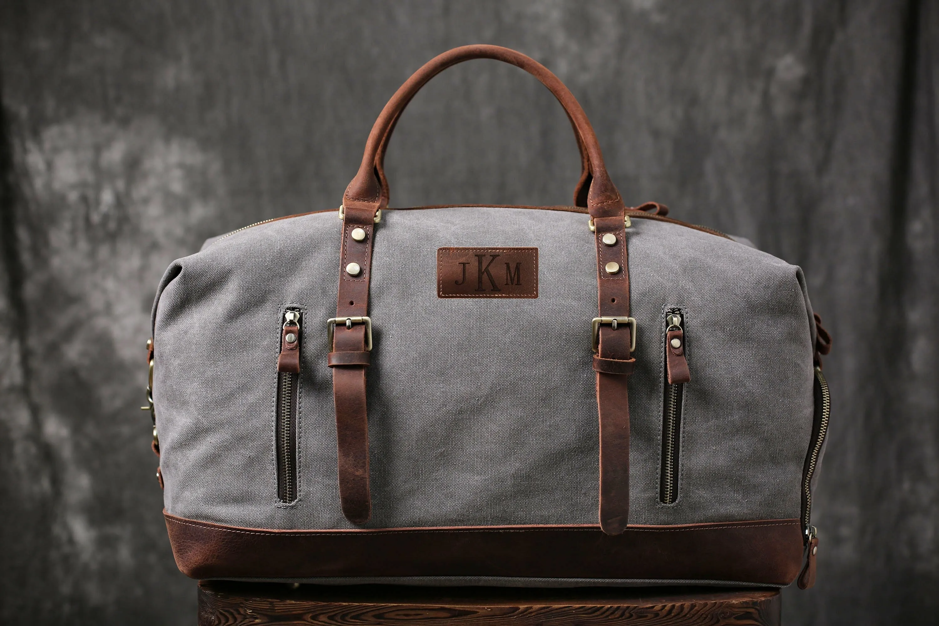 Travel Duffel Bag, Waterproof Canvas Leather Weekend bag, Carry on Weekender Overnight Bag with Shoes Compartment for Men Women Personalized