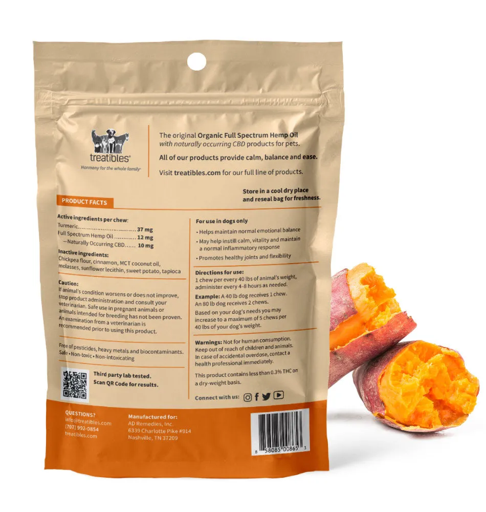 Treatibles® Full Spectrum Hemp Extra Strength 10mg CBD Hard Chews with Sweet Potato flavor