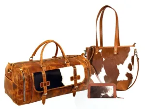 Trenton Handcrafted Cowhide Leather Duffel   Tote & Wallet Bundle