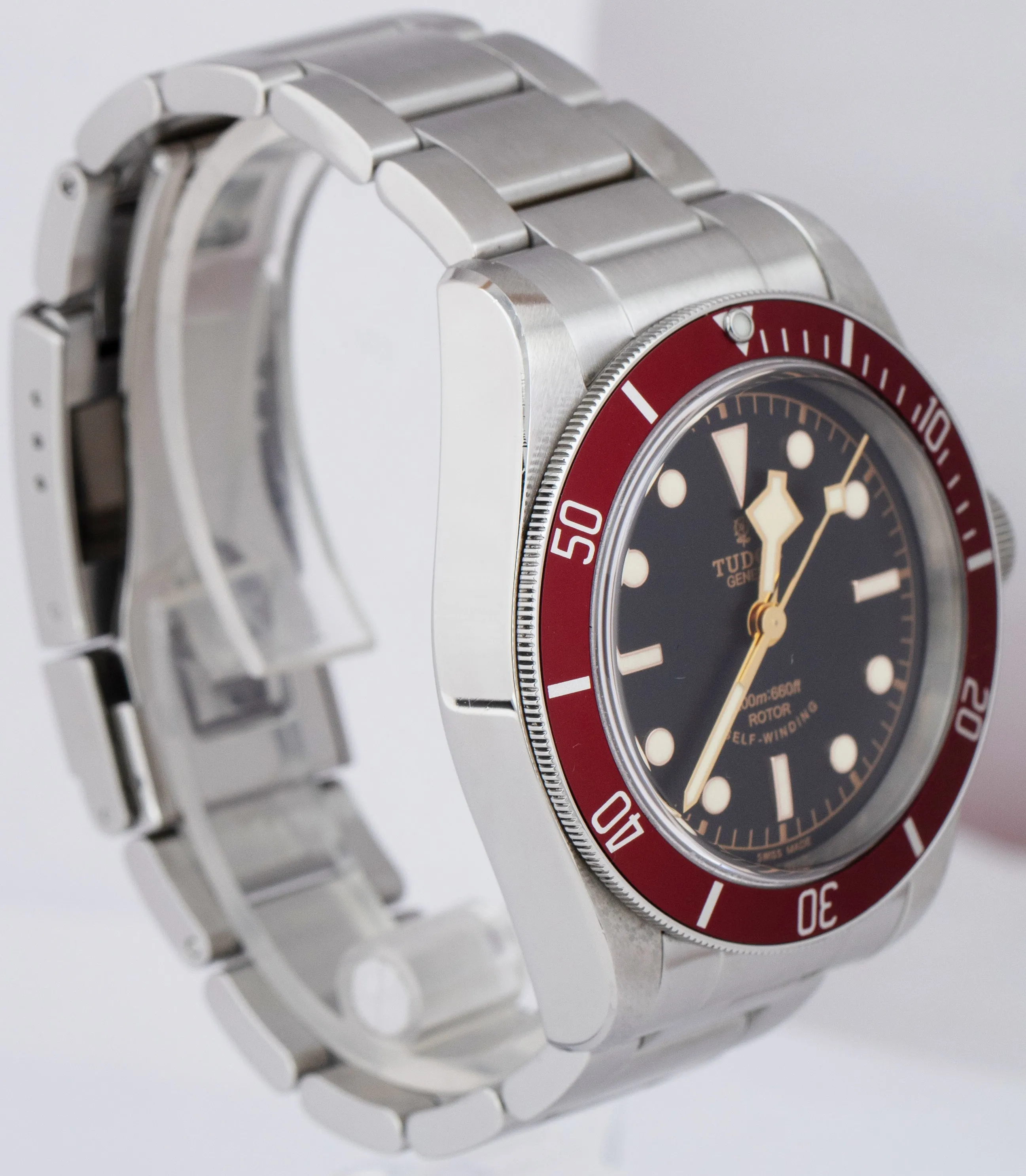 Tudor Black Bay Heritage Red Stainless Steal Black 41mm Dive Watch 79220 R B P