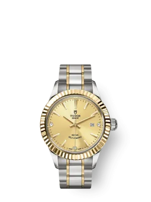 Tudor Style, Stainless Steel and Yellow Gold with Diamond-set, 28mm, Ref# M12113-0007