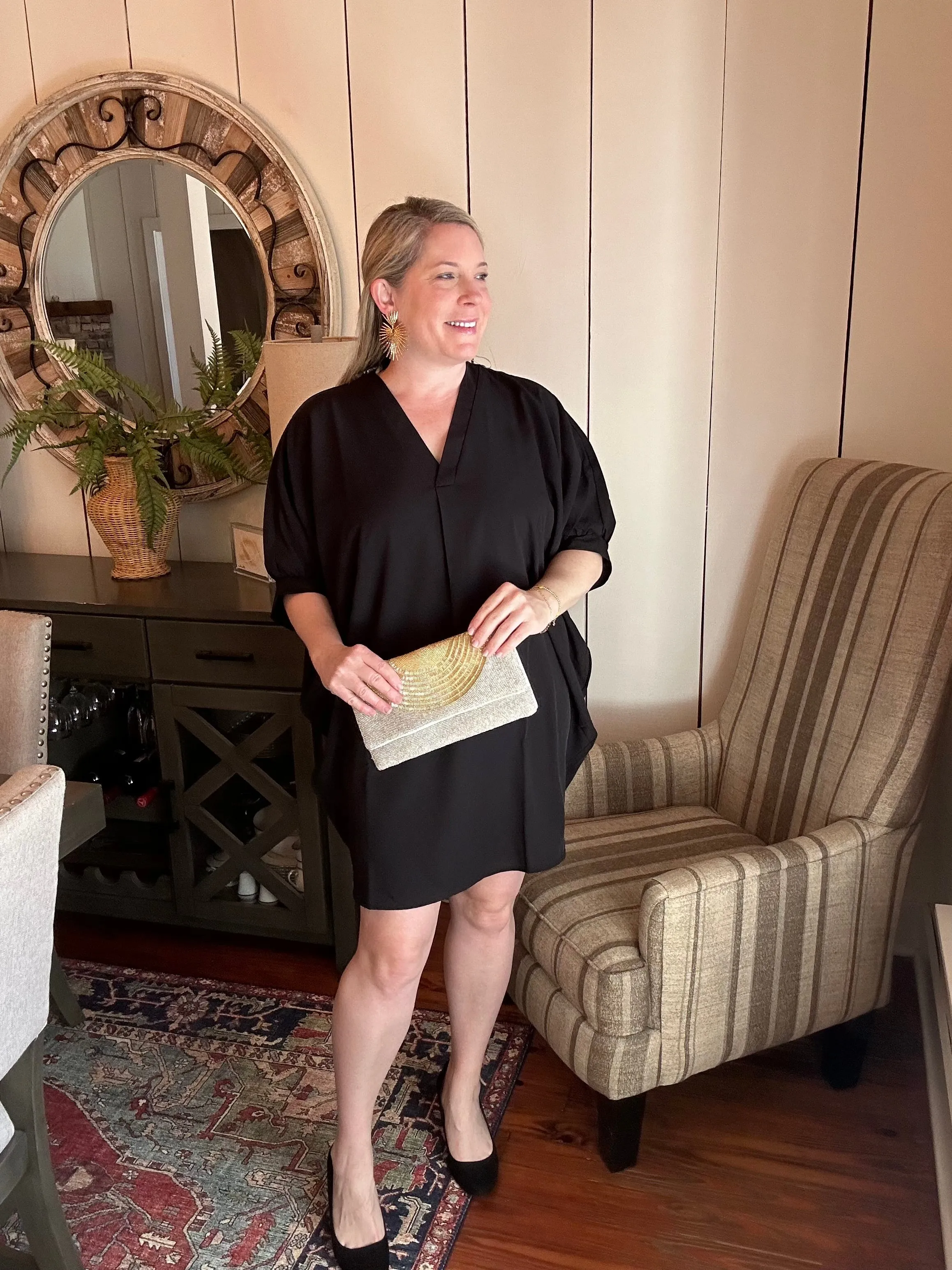 Tunic dress with tulip hem
