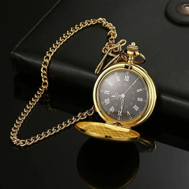 Unique Smooth Steampunk Pocket Watch Men With Fob Nacklace Chain Fashion Quartz Watches Mens Womens Gift reloj de bolsillo
