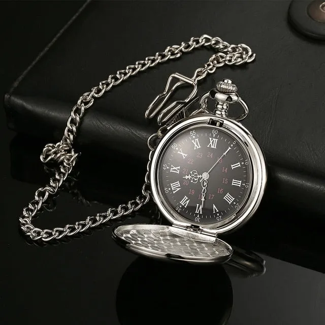 Unique Smooth Steampunk Pocket Watch Men With Fob Nacklace Chain Fashion Quartz Watches Mens Womens Gift reloj de bolsillo