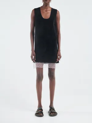 Velour Tunic Macrame in Black