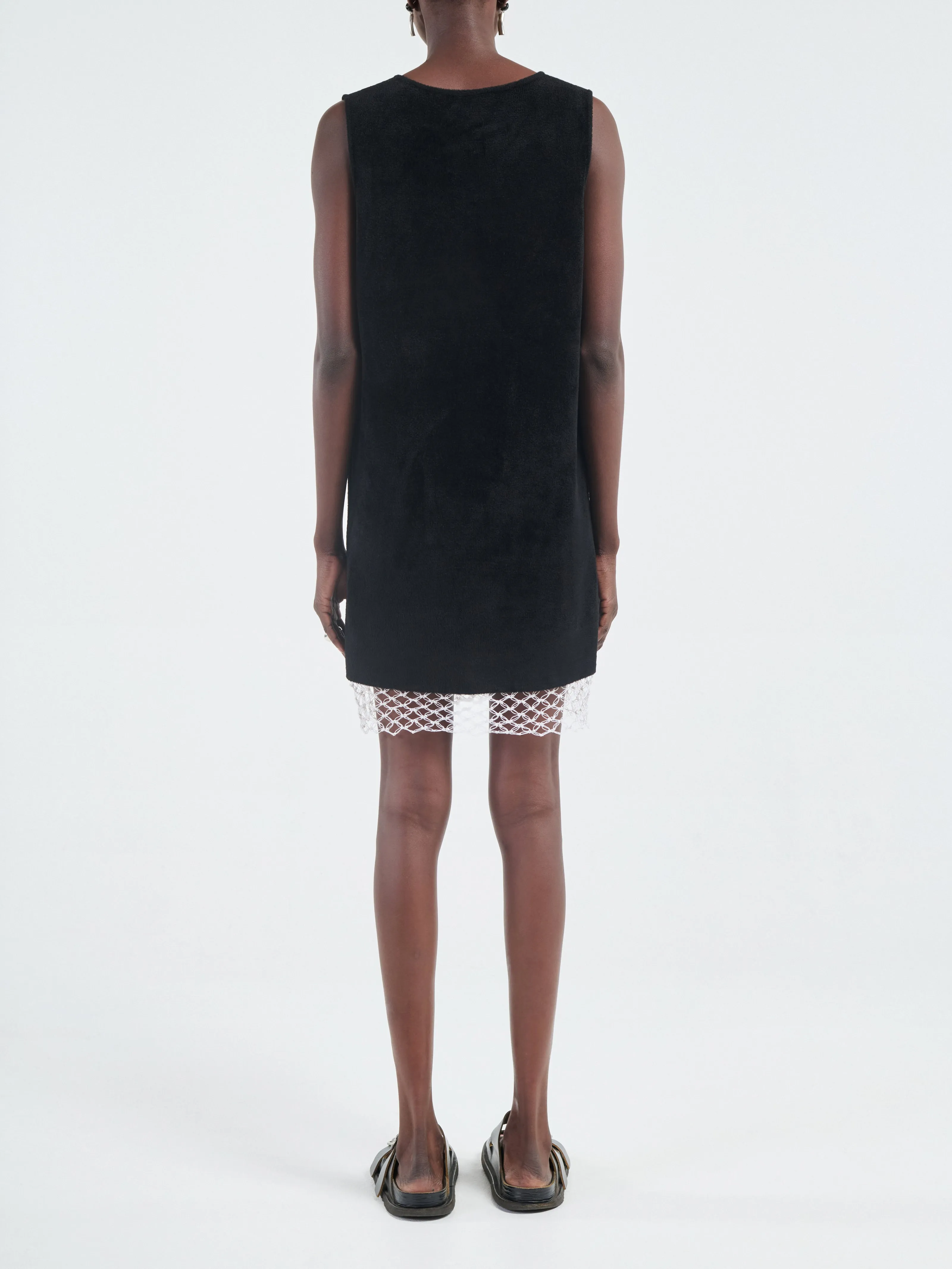 Velour Tunic Macrame in Black
