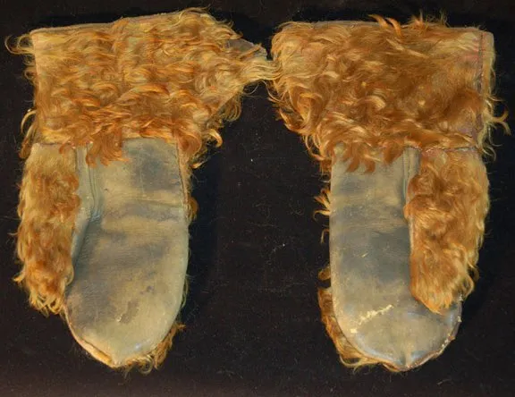 Vintage Leather Mittens with Hair-On Cowhide