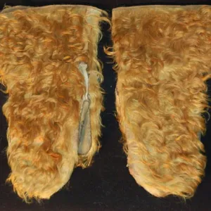 Vintage Leather Mittens with Hair-On Cowhide