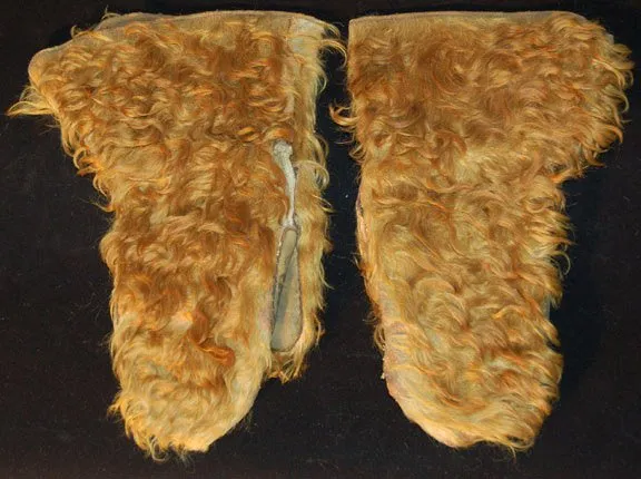 Vintage Leather Mittens with Hair-On Cowhide