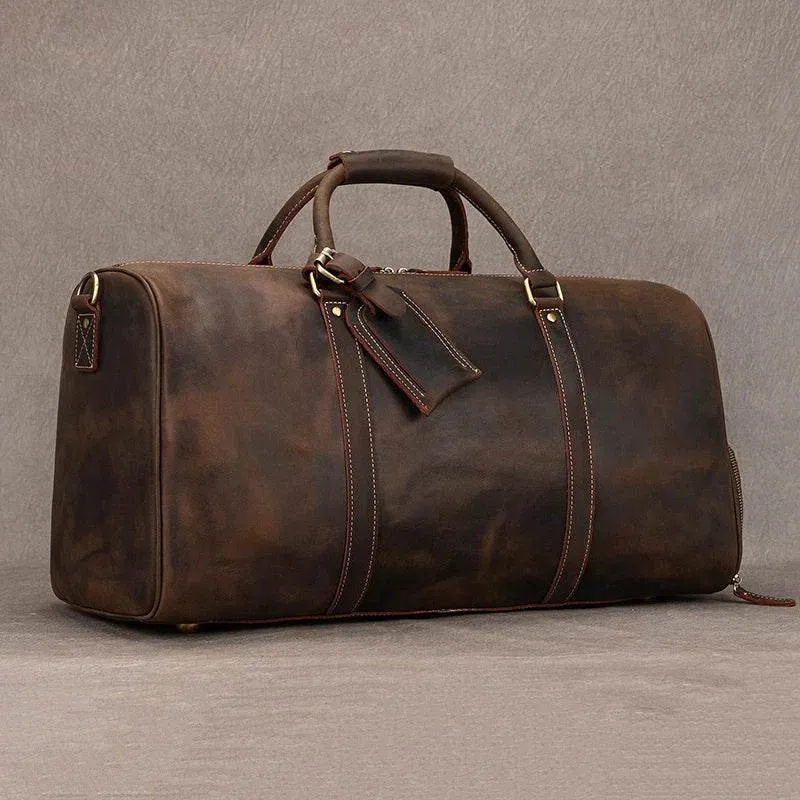 Vintage Leather Travel Duffel Hand Luggage Men’s Business Bag