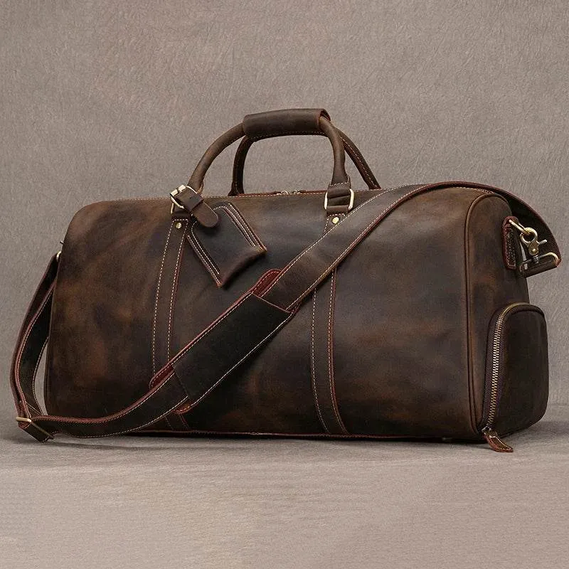 Vintage Leather Travel Duffel Hand Luggage Men’s Business Bag