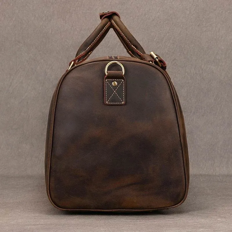 Vintage Leather Travel Duffel Hand Luggage Men’s Business Bag