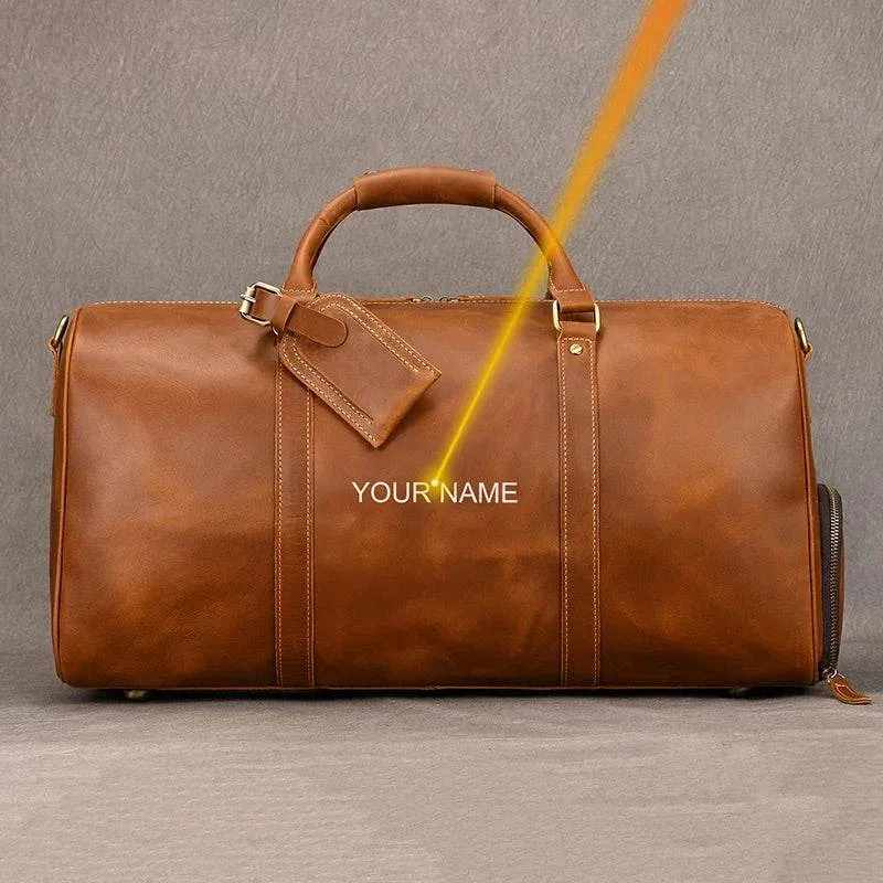 Vintage Leather Travel Duffel Hand Luggage Men’s Business Bag