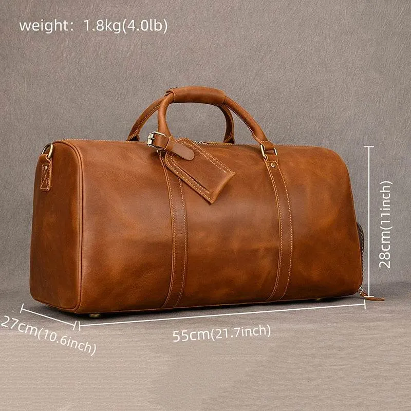 Vintage Leather Travel Duffel Hand Luggage Men’s Business Bag