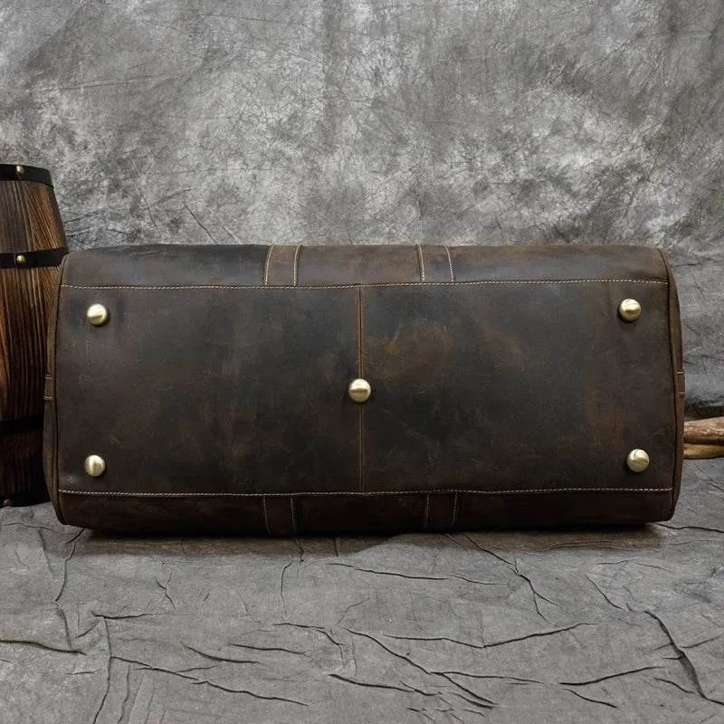 Vintage Leather Weekender Bag Genuine Leather Travel Overnight