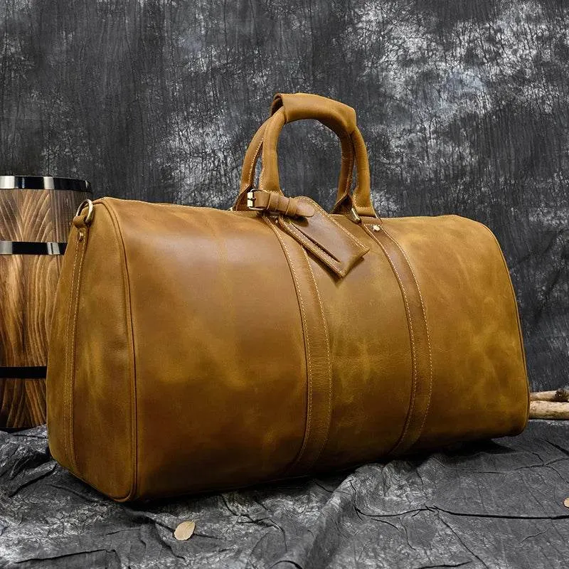 Vintage Leather Weekender Bag Genuine Leather Travel Overnight