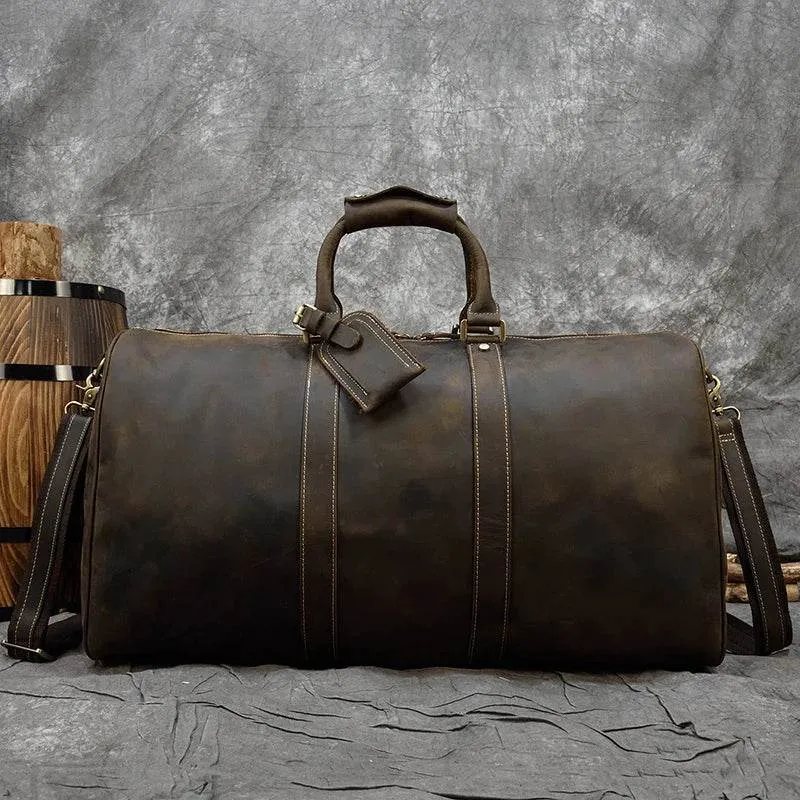 Vintage Leather Weekender Bag Genuine Leather Travel Overnight