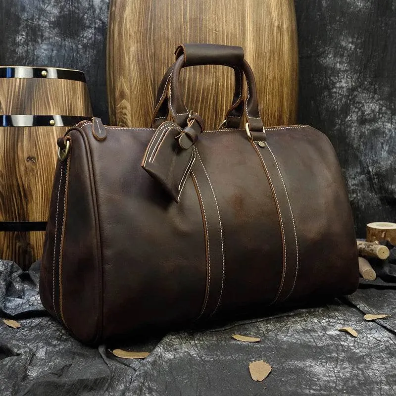 Vintage Leather Weekender Bag Genuine Leather Travel Overnight