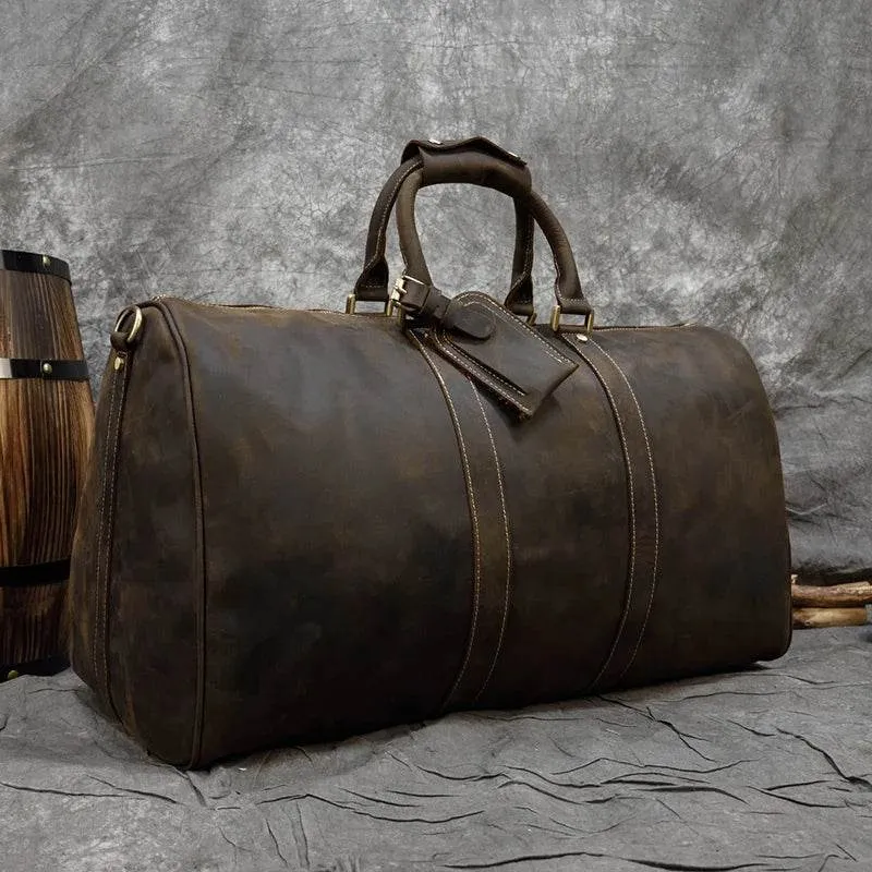 Vintage Leather Weekender Bag Genuine Leather Travel Overnight