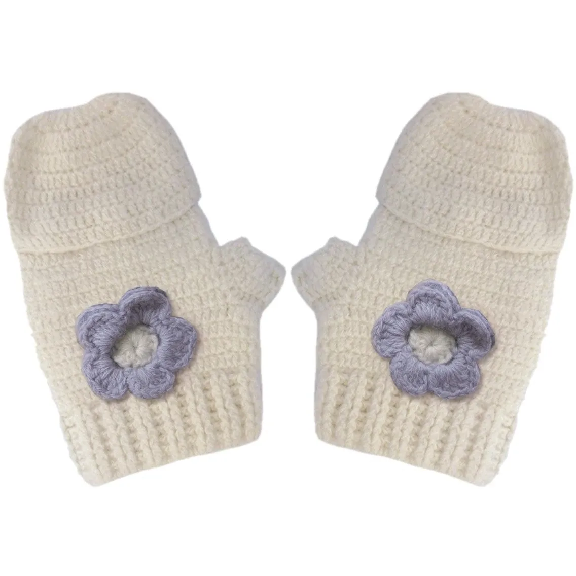 Vintage Mittens with Lavender Flowers