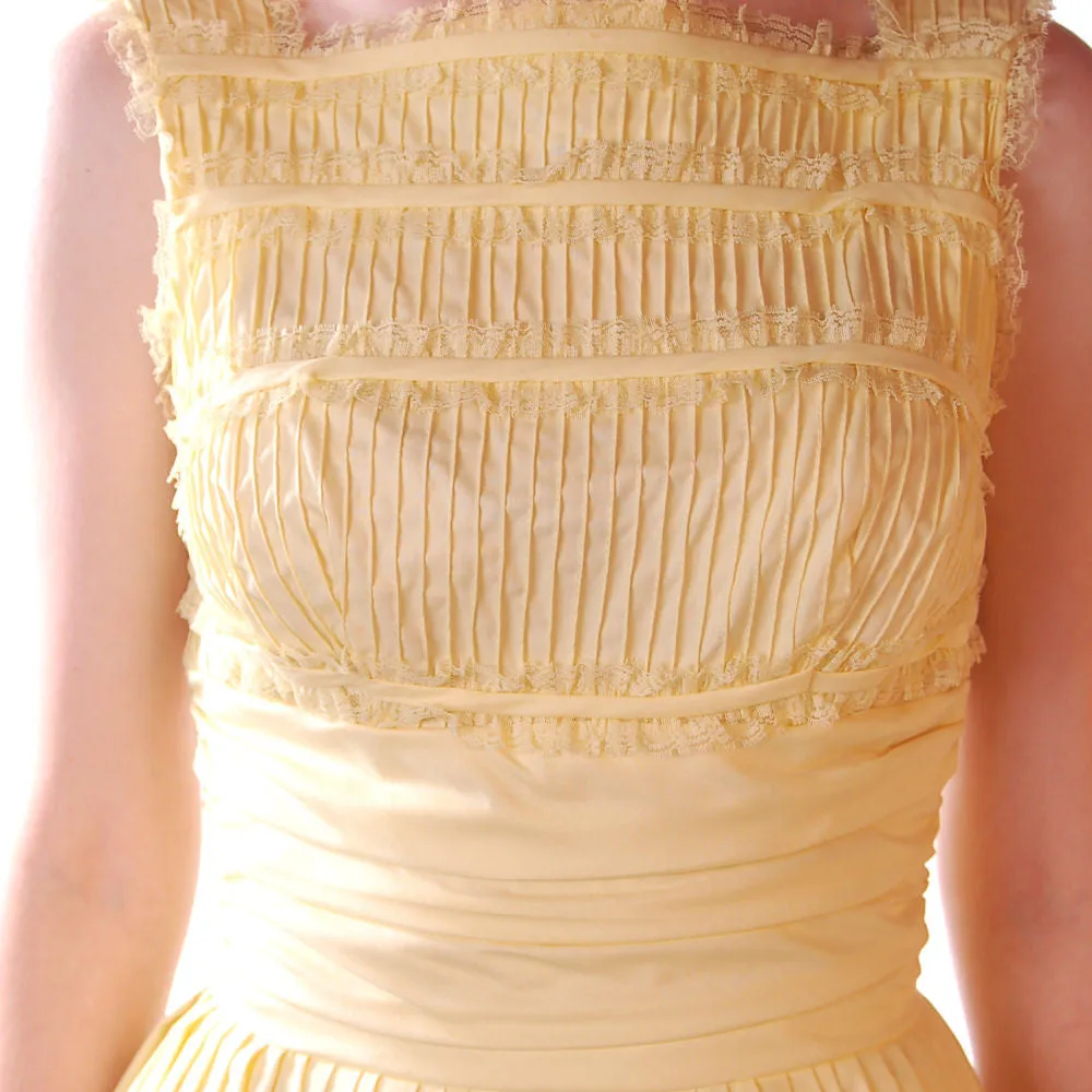Vintage Yellow  Cotton Day Dress NWOT 1950S 32-24-Free Wendy Woods