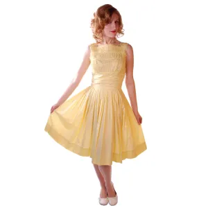 Vintage Yellow  Cotton Day Dress NWOT 1950S 32-24-Free Wendy Woods