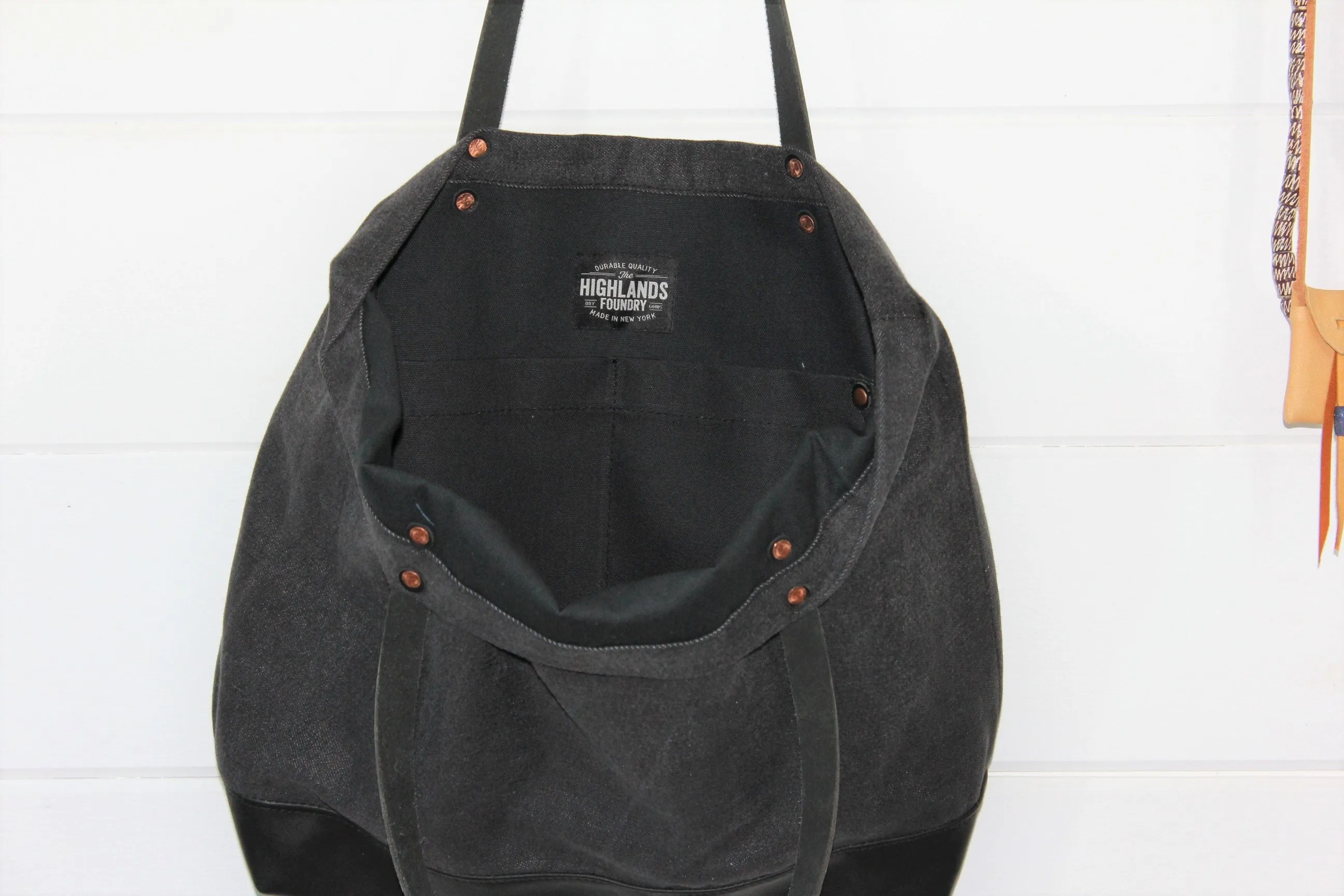 Washed Canvas  Leather Tote