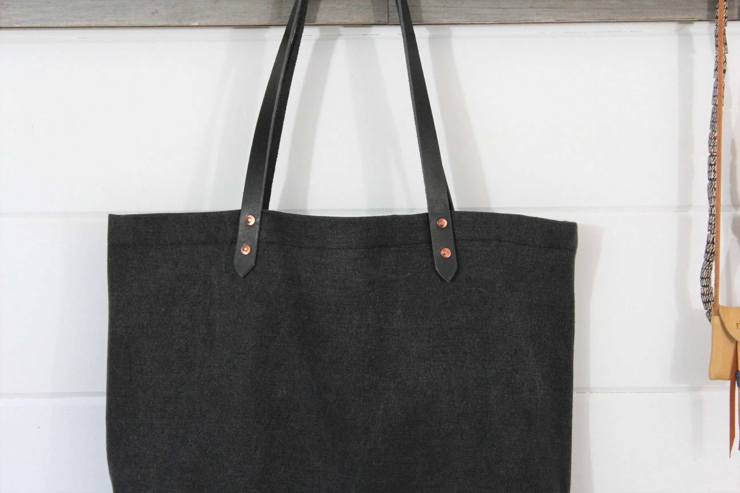 Washed Canvas  Leather Tote