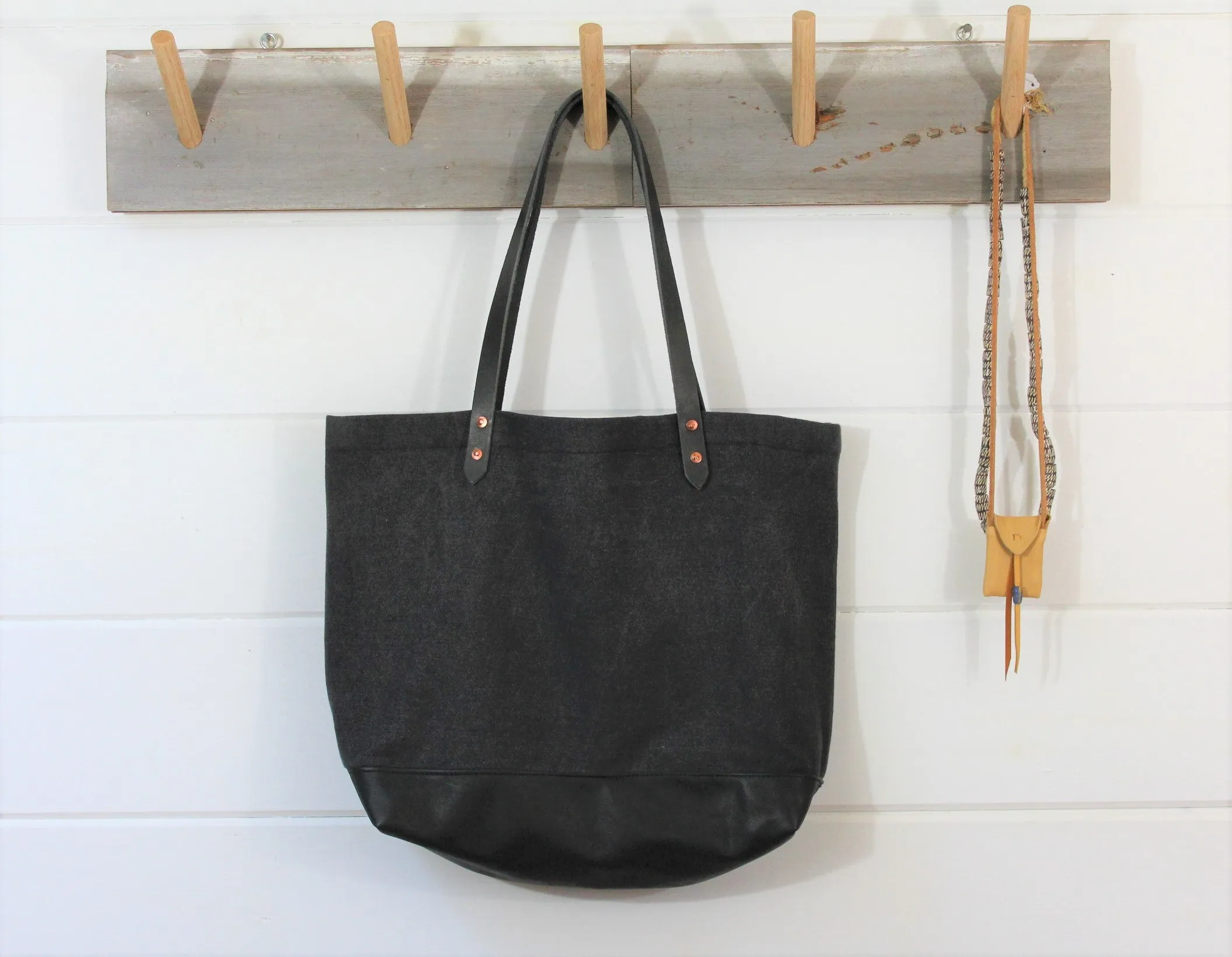 Washed Canvas  Leather Tote