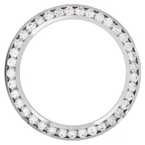 WG 18K Custom Mined Diamond Bezel To Fit Rolex Date 34 Mm Watch 2.25 Ct