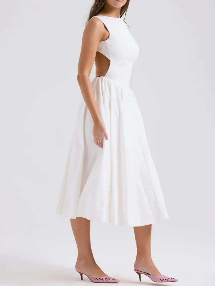 White Twill Midi Sundress 2