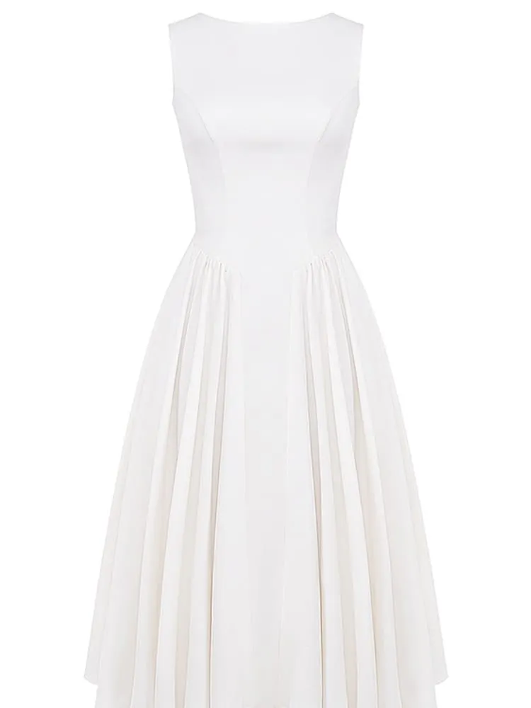 White Twill Midi Sundress 2