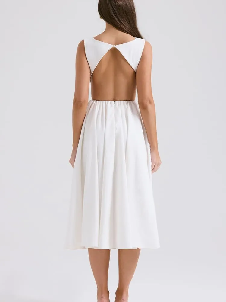 White Twill Midi Sundress 2